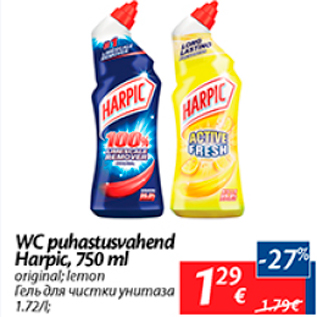 Allahindlus - WC puhastusvahend Harpic, 750 ml