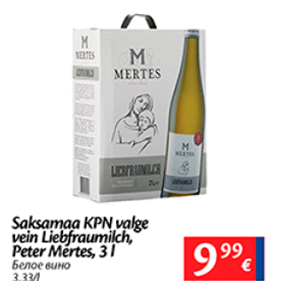 Allahindlus - Saksamaa KPN velge vein Liebfraumilch, Peter Mertes, 3 l