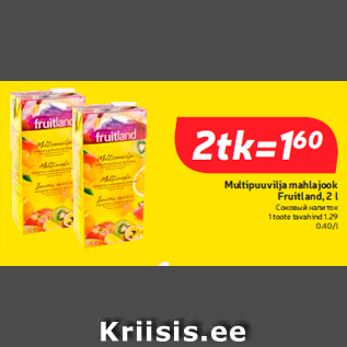 Allahindlus - Multipuuvilja mahlajook Fruitland, 2 l