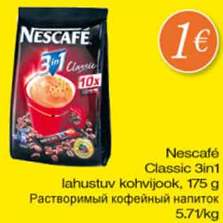 Allahindlus - Nescafe Classic 3in1 lahustuv kohvijook