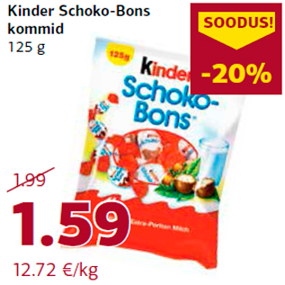 Allahindlus - Kinder Schoko-Bons kommid 125 g