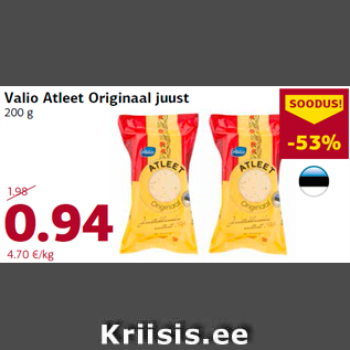 Allahindlus - Valio Atleet Originaal juust 200 g