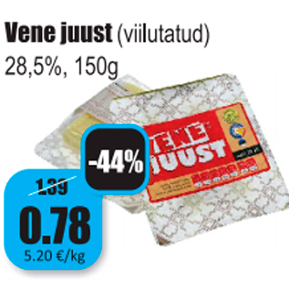 Allahindlus - Vene juust (viilutatud) 28,5%, 150 g