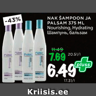 Allahindlus - NAK ŠAMPOON JA PALSAM 375 ML