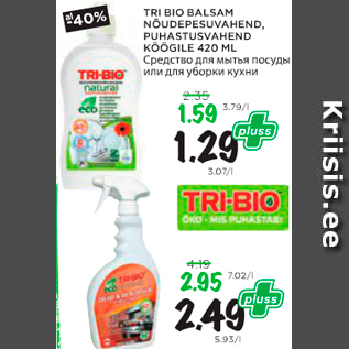 Allahindlus - TRI BIO BALSAM NÕUDEPESUVAHEND, PUHASTUSVAHEND KÖÖGILE 420 ML