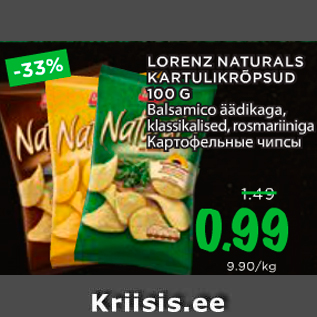 Allahindlus - LORENZ NATURALS KARTULIKRÕPSUD 100 G