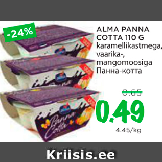 Allahindlus - ALMA PANNA COTTA 110 G