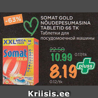 Allahindlus - SOMAT GOLD NÕUDEPESUMASINA TABLETID 66 TK