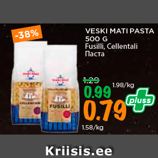 Allahindlus - VESKI MATI PASTA 500 G