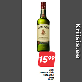 Allahindlus - Viski Jameson Irish, 40%, 70 cl