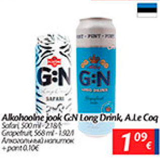 Allahindlus - Alkohoolne jook G:N Long Drink, A.Le Coq