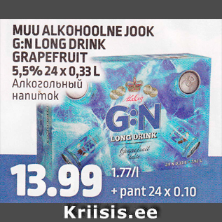 Allahindlus - MUU ALKOHOOLNE JOOK G:N LONG DRINK GRAPEFRUIT