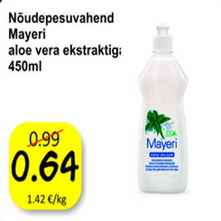 Allahindlus - Nõudepesuvahend Mayeri aloe vera akstraktiga