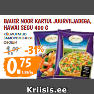 Allahindlus - BAUER NOOR KARTUL JUURVILJADEGA, HAWAI SEGU 400 G