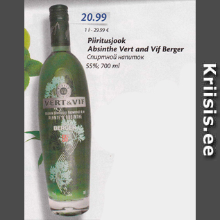 Allahindlus - Piiritusjook Absinthe Vert and Vif Berger