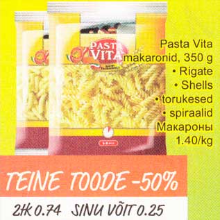 Allahindlus - Pasta Vita makaronid, 350 g