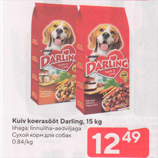 Allahindlus - Kuiv koerasööt Darling, 15 kg