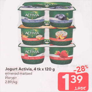 Allahindlus - Jogurt Activia, 4 tk x 120 g