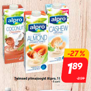 Allahindlus - Taimsed piimajoogid Alpro, 1 l