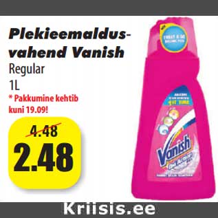 Allahindlus - Plekieemaldus- vahend Vanish Regular 1L