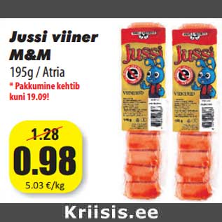 Allahindlus - Jussi viiner M&M 195g / Atria