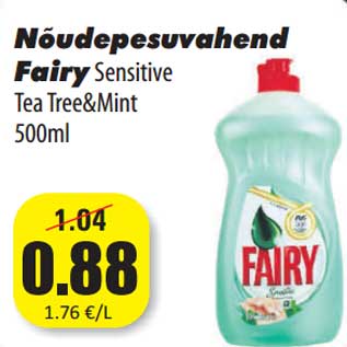 Allahindlus - Nõudepesuvahend Fairy Sensitive Tea Tree&Mint 500ml