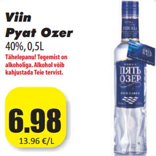 Allahindlus - Viin Pyat Ozer 40%, 0,5L