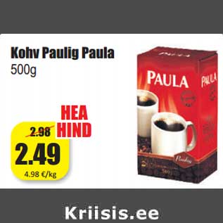 Allahindlus - Kohv Paulig Paula 500g