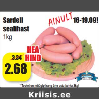 Allahindlus - Sardell sealihast 1kg