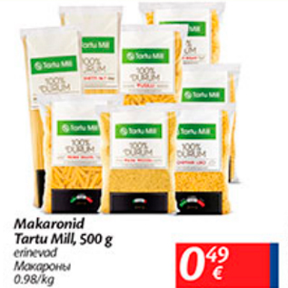 Allahindlus - Makaronid Tartu Mill, 500 g