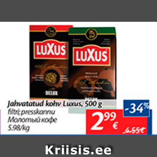 Allahindlus - Jahvatatud kohv Luxus, 500 g