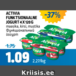 Allahindlus - ACTIVIA FUNKTSIONAALNE JOGURT 4X120 G