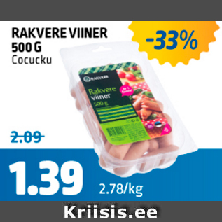 Allahindlus - RAKVERE VIINER 500 G