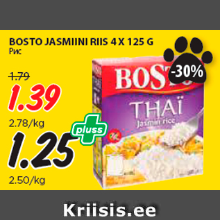 Allahindlus - BOSTO JASMIINI RIIS 4 X 125 G