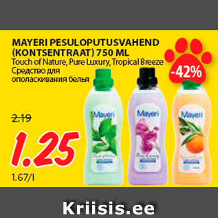 Allahindlus - MAYERI PESULOPUTUSVAHEND (KONTSENTRAAT) 750 ML