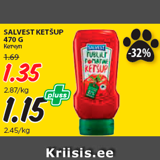 Allahindlus - SALVEST KETŠUP 470 G