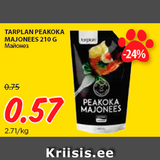 Allahindlus - TARPLAN PEAKOKA MAJONEES 210 G