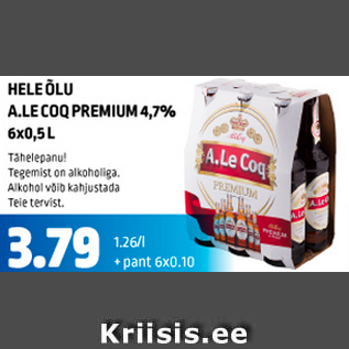 Allahindlus - HELE ÕLU A.LE COQ PREMIUM