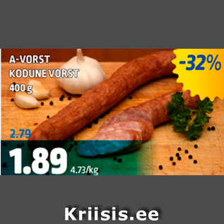 Allahindlus - A-VORST KODUNE VORST 400 g