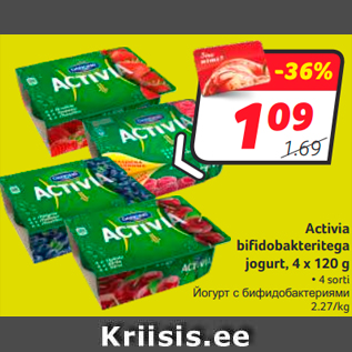 Allahindlus - Activia bifidobakteritega jogurt, 4 x 120 g