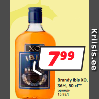 Allahindlus - Brandy Ibis XO, 36%, 50 cl**