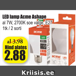 Allahindlus - Led lamp Acme Ashape