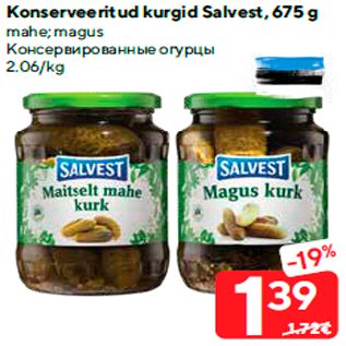 Allahindlus - Konserveeritud kurgid Salvest, 675 g