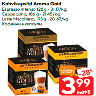 Allahindlus - Kohvikapslid Aroma Gold