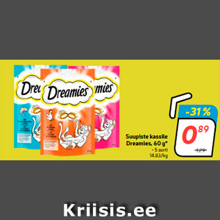 Allahindlus - Suupiste kassile Dreamies, 60 g*