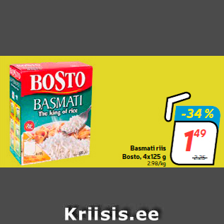 Allahindlus - Basmati riis Bosto, 4x125 g