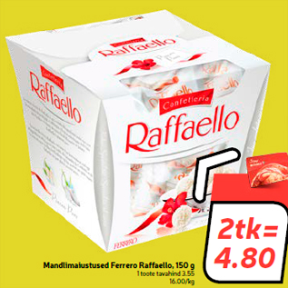 Allahindlus - Mandlimaiustused Ferrero Raffaello, 150 g