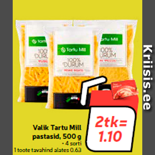 Allahindlus - Valik Tartu Mill pastasid, 500 g