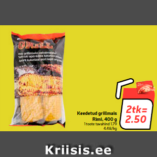 Allahindlus - Keedetud grillmais Rimi, 400 g