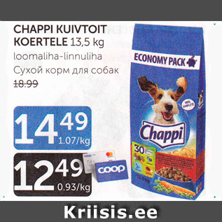 Allahindlus - CHAPPI KUIVTOIT KOERTELE 13,5 kg